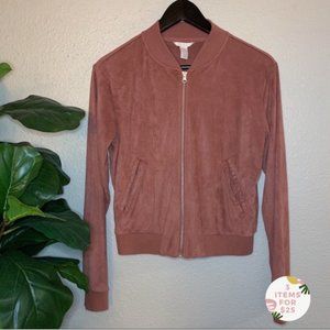 Forever 21 faux suede jacket size small mauve pink